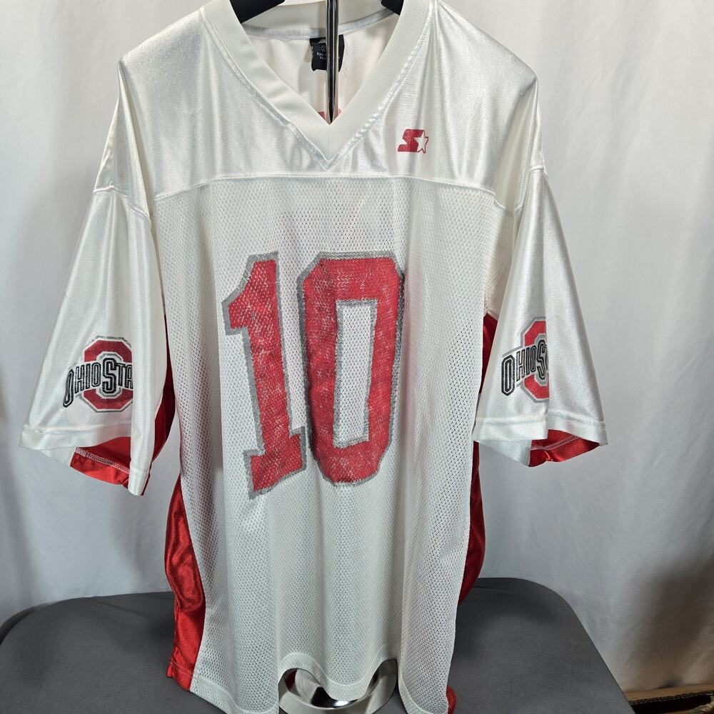 Starter Ohio State Buckeyes Football Jersey 10 White Mesh Vintage 2XL XXL